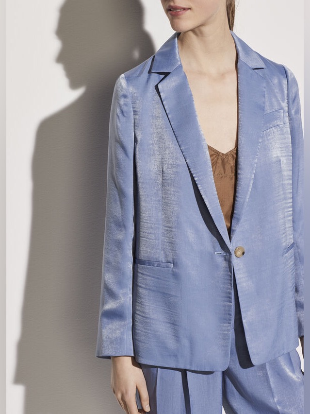 Nwt $445 Vince Drapey Boyfriend Blazer In Sky Graphite